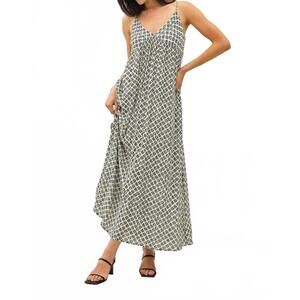 NEW NYLAND chi printed a-line swing maxi dress in black